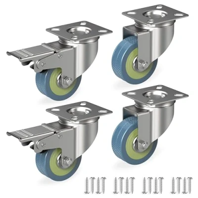 Abbildung von RAVN HAMAN 4er Set Möbelrollen 50 mm Schwerlastrollen bis kg pro Rad 2 Räder mit Bremse Lenkrollen für Innen Stabile Schwenkrollen Transportrollen Riffelung