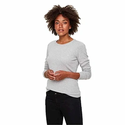 Abbildung von VERO MODA Eleganter Feinstrick Pullover Strukturmuster Rundhals Longsleeve VMCARE Sweater