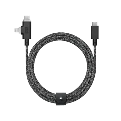 Abbildung von Native Union Gürtelkabel Duo Pro 240W8ft starkes geflochtenes universelles LadekabelHergestellt aus recycelten Materialien2 in 1 MFi zertifizierte Anschlüsse für Lightning und Type C Geräte Cosmos