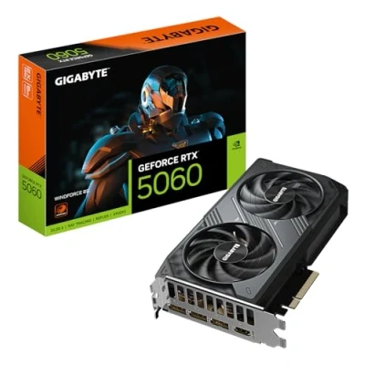 Abbildung von Gigabyte GeForce RTX 5060 WINDFORCE 8G Grafikkarte 8GB GDDR7, 128bit, PCI E 5.0, 2497 MHz Kerntakt, 3 x DisplayPort, 1 HDMI, GV N5060WF2 8GD