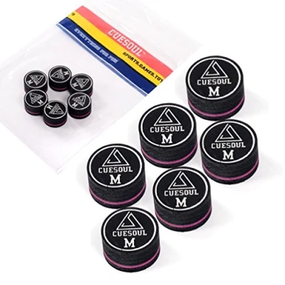 Abbildung von CUESOUL 6 Stück 9 Layer 14mm Pigskin Queue Spitzen für Billiard (Medium)