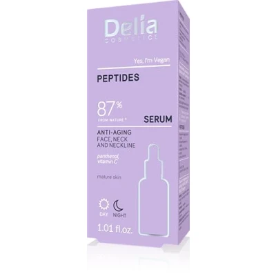 Abbildung von Delia Cosmetics Anti Falten Serum Peptide Reife Haut Reduziert Falten. Gleicht den Hautton aus Verzögert Alterungsprozess Glatte, geschmeidige Vegan 30ml
