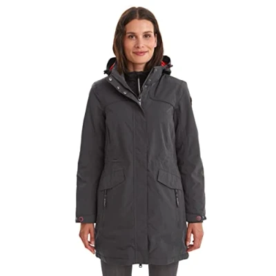 Abbildung von Killtec Damen Parka Grindavik WMN CT B Funktionsparka mit abzippbarer Kapuze Jacke ist wasserdicht, anthrazit, 40, 35782 000