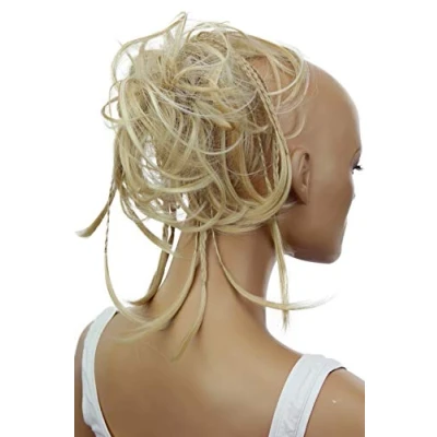 Abbildung von CAISHA XXL Haarteil Haargummi Daisy Dutt Hochsteckfrisuren Mit Geflochtenen Zöpfen Gewellt Kunstfaser Hitzebeständig DM17cm Hellblond Mix G22D