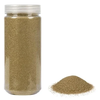 Abbildung von HEKU Hochwertiger goldener Dekosand (ca. 750g) I Feine Körnung (0,1 0,5mm) Wiederverschließbare Dose Vielseitig für Deko und Bastelarbeiten, Gold
