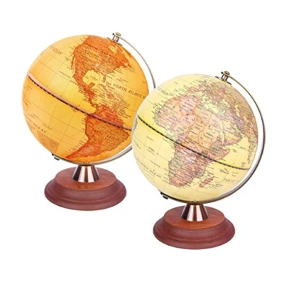 Abbildung von EXERZ 20cm Leuchtglobus Antiker Englisch Karte 2 in 1 Leuchtende LED Lampe Tag und Nacht Kinder Schülerglobus Holzständer Metallbogen Morden Map Mit Farbe Dekoration