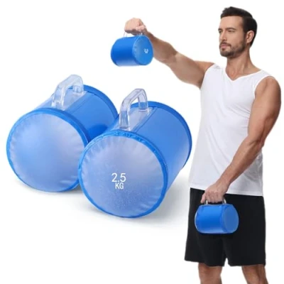 Abbildung von DEIRIS Wasser Hanteln, Hanteln Befüllbarset, Gewichtstaschen Tragbarer, Wassergewicht bis 5 kg/Paar, Fitness Wassersack, für Krafttraining, und Formgebung