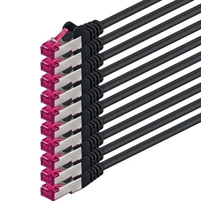 Abbildung von 1aTTack.de 1m schwarz 10 Stück Netzwerkkabel Cat6a (10Gb/s) S FTP CAT 6a Lankabel GHMT zertifiziert PIMF 500 MHz Cat5 Cat5e Cat6 Cat7 für Switch, Router, Modem, Internet