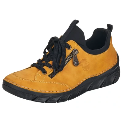 Abbildung von Rieker Damen Bequemschuhe 55073, Frauen Schnürschuhe,Komfortschuhe,Halbschuhe,schnürer,Schnuerschuhe,Schnuerer,Schnuerung,gelb (68),38 EU / 5 UK