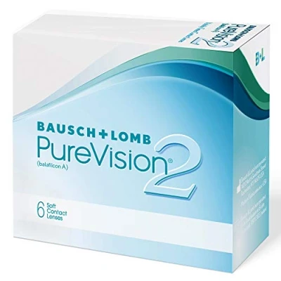 Abbildung von Bausch + Lomb PureVision 2 Monatslinsen, sehr dünne sphärische Kontaktlinsen, weich, 6 Stück / BC 8.6 mm DIA 14 1,50 Dioptrien