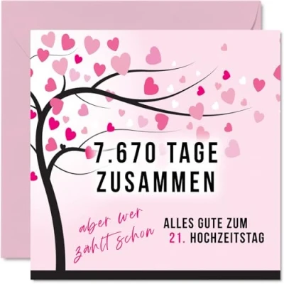 Abbildung von Stuff4 21. Hochzeitstag Karte Liebe 7670 Tage Zusammen 21 Jahrestag Geschenke für Mein Mann Ehemann Meine Frau Ehefrau, 145mm Lustig Glückwunschkarten