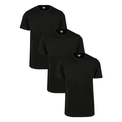 Abbildung von Urban Classics Herren Basic Tee 3 Pack Dreierpack T Shirt, Schwarz Black 01168, Medium (Herstellergröße: M) (3er Pack)