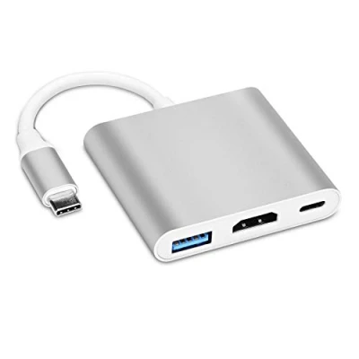Abbildung von COVVY USB C auf HDMI Adapter Ladeanschluss Konverter Hub kompatibel mit Chromebook/Samsung Galaxy S8/S9, MacBook Air, iPad Pro 2020, Dell XPS 13/15 und mehr (Silber)