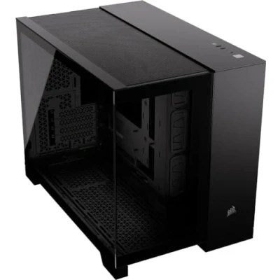 Abbildung von CORSAIR 2500X Small Tower mATX Doppelkammer PC Gehäuse Gehärtetes Panoramaglas Umgekehrte Verbindung Motherboard Kompatibel Keine Ventilatoren Inbegriffen Schwarz