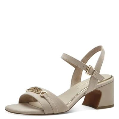 Abbildung von MARCO TOZZI by Guido Maria Kretschmer Damen Sandalen mit Absatz Verstellbarem Riemen Elegant, Beige (Dune), 38 EU