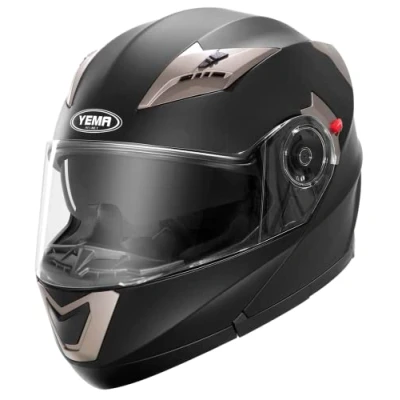 Abbildung von Motorradhelm Klapphelm Integralhelm Fullface Helm Yema YM 925 Rollerhelm Sturzhelm mit Doppelvisier Sonnenblende ECE für Damen Herren Erwachsene Schwarz Matt XL