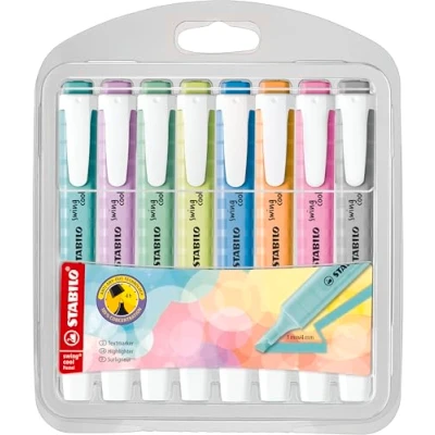 Abbildung von Textmarker STABILO swing cool Pastel 8er Pack mit 8 verschiedenen Farben