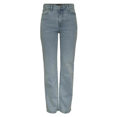 Abbildung von Pieces Pckelly HW Jeans Straight Leg, Damen, Größe: 25x30, Light blue denim