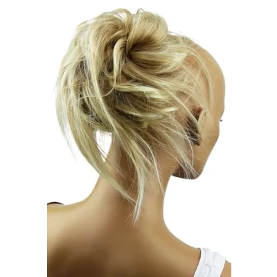 Abbildung von CAISHA Jumbo Haarteil Haargummi Dutt Flora Hochsteckfrisuren Brautfrisuren Natürlich Gewellt Unordentlich DM17cm Blond Mix G11F