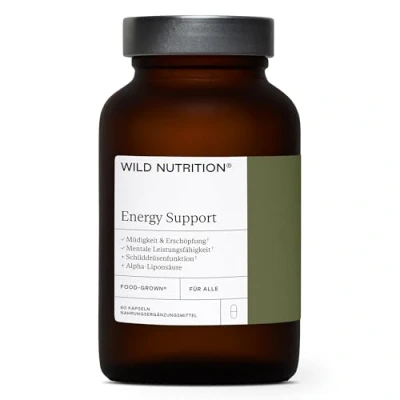 Abbildung von WILD NUTRITION Food Grown® Energy Support Natuerliches Nahrungsergaenzungsmittel fuer mehr Energie mit Eisen, Vitamin C und Magnesium aus ethischem Anbau zur Aufrechterhalten 60 Kapseln