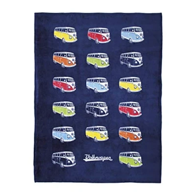 Abbildung von BRISA VW Collection Weiche Volkswagen Kuschel Fleece Schmuse Decke im T1 Bulli Bus Design (150x200cm/Bulli Parade/Bunt)