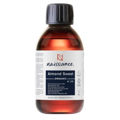 Abbildung von Naissance Süßes Mandelöl BIO (Nr. 215) 225ml 100% Natürlich, zertifiziert, Kaltgepresst, vegan, hexanfrei, Gentechnikfrei Ideal für Massagen, Haut und Haarpflege.