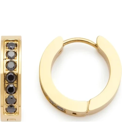Abbildung von JEWELS BY LEONARDO Creole Inka, 1 Paar Klapp Kreole aus goldfarbenem Edelstahl, schwarze Zirkonia Steinchen, Schmuck Damen Geschenk, 024310