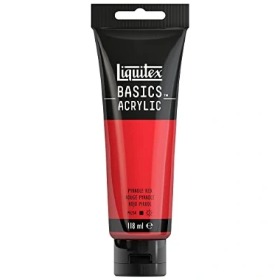 Abbildung von Liquitex 8870061 Basics Acrylfarbe, monopigmentierte Künstlerpigmente, lichtecht, mittlere Viskosität, Archivqualität, seidenglänzender Finish, 118ml Tube Pyrrolrot
