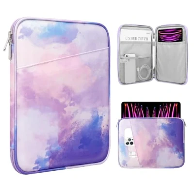 Abbildung von TiMOVO 13 Zoll Tablet Hülle mit Tasche für iPad Air 13&quot;, Pro 12.9&quot;, Galaxy Tab S9+/S9 Plus/S10+/S10 Plus/S9 FE+/S9 FE Plus 12.4&quot;, Remarkable Paper 11.8&quot;, Aquarell Lila