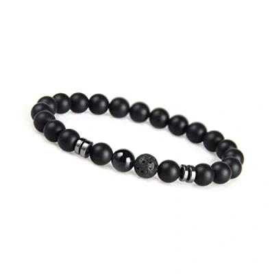 Abbildung von GD GOOD.designs Chakra Perlenarmband aus Onyx Natursteinperlen I Kugelarmband mit Jaspis Perle Armband Männer (Schwarz) Valentinstag Geschenk für Ihn