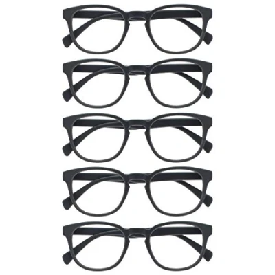 Abbildung von OPULIZE Pop Lesebrille 5er Pack Keck Rund Matt Rahmen Federscharniere Kratzfest Grau Herren Damen RRRRR2 7 +2.00