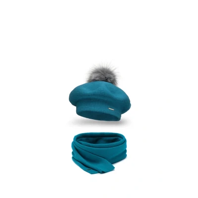 Abbildung von Vivisence Beret AND SET Schal, Damen, Größe: One Size, Turquoise