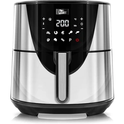 Abbildung von Heißluftfritteuse, Uten 7,5L Airfryer XXL Heissluftfriteuse mit Digitalem LED Touchscreen, 9 Voreingestellte Menüs, 32 Rezepte, Vorheizen &amp; Warmhalten, Antihaft Korb, Ohne Fett, 1700W