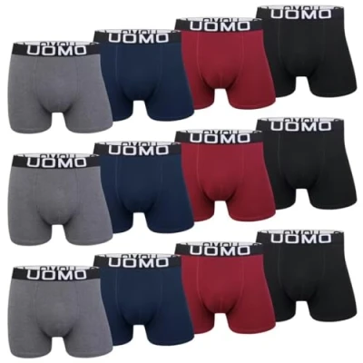 Abbildung von L&amp;K 12er Pack Boxershorts Men Herren Retroshorts Baumwolle klassischen Unifarben Unterhose 1119 WE L