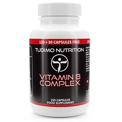 Abbildung von Vitamin B Komplex Hochdosiert 150 Vegan Kapseln (5 Monatsvorrat) mit Essenzielle Vitamine Vit B1, B2, B3, B5, B6, B9, B12 D Biotin, Cholin und Inositol Pulver
