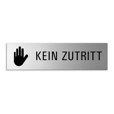 Abbildung von Türschild Kein Zutritt Aluminium Schild Edelstahl Optik 150 x 40 mm selbstklebend