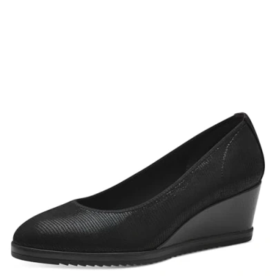 Abbildung von Tamaris Damen Pumps Textil Keilabsatz bequem; Black Structure, EU 40