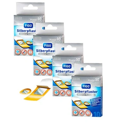 Abbildung von varivendo Notizblock + 40x Figo Silberpflaster Pflaster Stripes Pflasterstrips
