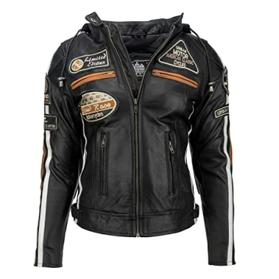 Abbildung von Motorradjacke Damen Mit Protektoren, URBAN 5884 , Damenjacke aus Lammleder, Protektoren für Rücken, Schultern und Ellenbogen, Schwarz, S
