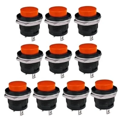 Abbildung von Switian 10 Stück 16 mm Push Button Switch AC 6A/125V 3A/250V Schalter Momentary Mini Power On/Off, Rot