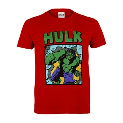 Abbildung von Marvel Comics Hulk Smash T Shirt, Kinder, 98 170, Rot, Offizielle Handelsware