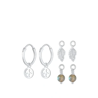 Abbildung von Elli Hoops Minimal PACK Ohrringe silvercoloured, Damen, Größe: One Size, Silver coloured