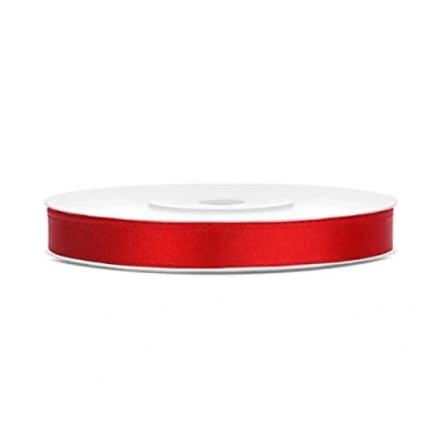 Abbildung von Satinband Polyester Schleifenband Seidenband Geschenkband 6/12/25/38/50/100 mm x 25 m (Größe 6mm 25m Farbe Rot)