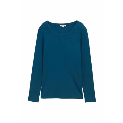 Abbildung von TOM Tailor Basic Langarmshirt, Damen, Größe: XL, Dark petrol