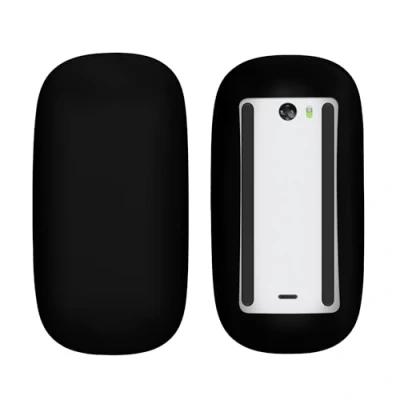 Abbildung von kwmobile Silikon Schutzhülle kompatibel mit Apple Magic Mouse 1/2 Hülle PC Maus Cover aus softem Schwarz matt