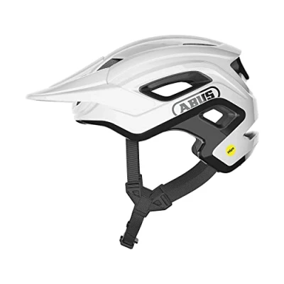 Abbildung von ABUS MTB Helm Cliffhanger MIPS Fahrradhelm für anspruchsvolle Trails mit Aufprallschutz und großen Lüftungsöffnungen Damen Herren Weiß Glänzend, Größe M
