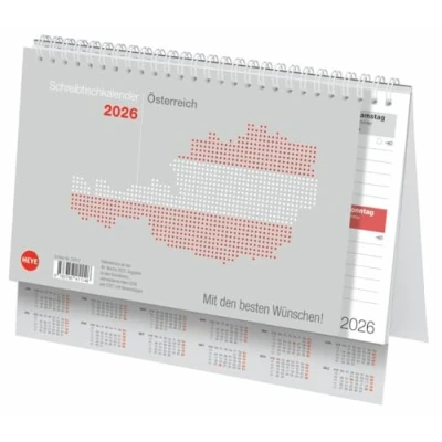 Abbildung von Schreibtischkalender Österreich klein 2026: Tischkalender zum Aufstellen. Klappkalender mit österreichischen Feiertagen und Schulferien. 24 x 18 cm. (Bürokalender Heye)