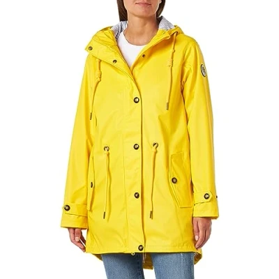 Abbildung von DEPROC Active Damen Friesennerz Regenmantel Mit Kapuze Wasserdicht Wetterfest Windbreaker Übergangsjacke #Ankerglutliebe Regenjacke, Gelb, 54 Große Größen EU