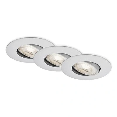 Abbildung von BRILONER 3er Set LED Einbaustrahler 230V, Strahler Badezimmer IP65, Deckenstrahler stufenlos dimmbar, Spots, Deckenspots, Badezimmerlampe, Chrom Matt, 90x42 mm (DxH)
