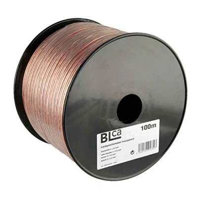 Abbildung von DCSk BLca 100m 2x2,5mm² Lautsprecherkabel CCA I Boxenkabel isoliert transparent mit Polaritätskennzeichnung LS Kabel als Meterware für Stereoanlage etc.